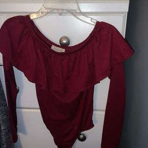 Off the shoulder burgundy bodysuit